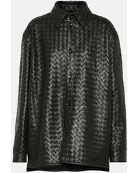 Bottega Veneta - Intrecciato Curved-Hem Leather Shirt - Lyst
