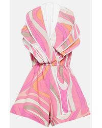 Emilio Pucci - Ruffled Printed Cotton Jumpsuit - Lyst