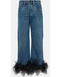 Miu Miu - Feather-trimmed Straight Jeans - Lyst
