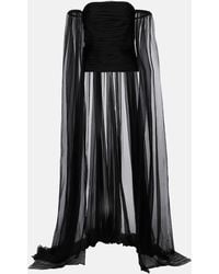 Valentino - Caped Off-Shoulder Silk Chiffon Top - Lyst