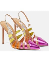 Aquazzura - Hot Rumor Leather And Pvc 105 Slingback Pumps - Lyst