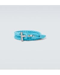 Tom Ford - T Braided Leather Bracelet - Lyst