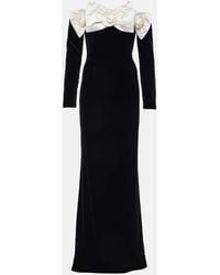 Alessandra Rich - Bow-Detail Off-Shoulder Velvet Gown - Lyst