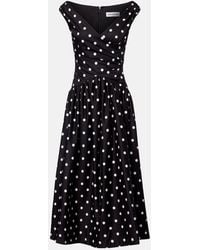 Self-Portrait - Polka-Dot Off-Shoulder Cotton Midi Dress - Lyst