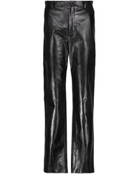 Gucci High-rise Leather Straight Trousers - Black