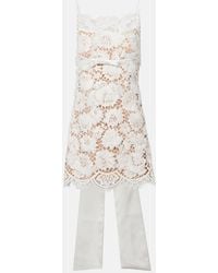 Self-Portrait - Vestido Corto De Encaje Con Lazo - Lyst