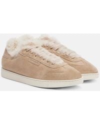 Ferragamo - Baskets En Daim Et Shearling - Lyst