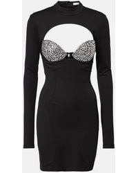 Area - Minikleid Aus Jersey Mit Kristallen - Lyst