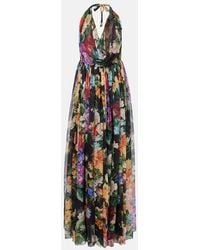 Dolce & Gabbana - Flower Bouquet- Long Chiffon Dress - Lyst