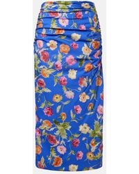 Carolina Herrera - Floral Ruched Cotton-Blend Midi Skirt - Lyst
