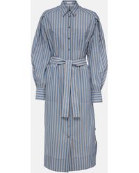 Brunello Cucinelli - Striped Cotton And Silk Shirt Dress - Lyst