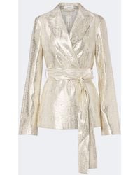 JOSEPH - Ashner Snake-Print Silk-Blend Lame Blazer - Lyst