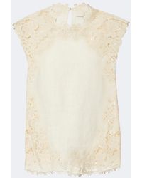 Ulla Johnson - Amelie Crochet-Trimmed Linen Top - Lyst