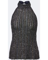 Missoni - Ribbed-Knit Sequined Halterneck Top - Lyst