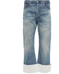 Damen Bekleidung Jeans Capri-Jeans und cropped Jeans Junya Watanabe Denim Mid-Rise Cropped Jeans in Blau 