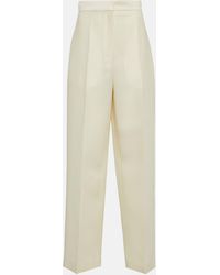 The Row - Gordon High-rise Wool And Silk Pants - Lyst