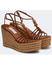 Jimmy Choo - Lemi Embellished Suede Espadrille Wedges - Lyst