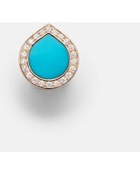 Repossi - Pendiente Individual Antifer De Oro De 18 Ct Con Turquesa Y Diamantes - Lyst