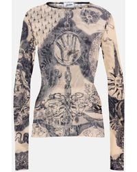 Jean Paul Gaultier - Tattoo Collection Printed Mesh Top - Lyst