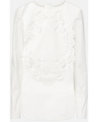 Oscar de la Renta - Embroidered Cotton Blouse - Lyst