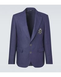 Dolce & Gabbana - Logo Single-Breasted Linen Blazer - Lyst