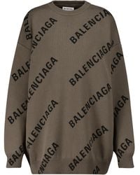 Balenciaga Logo Cotton-blend Jumper - Brown