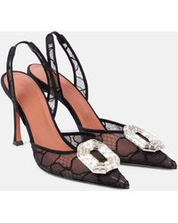 AMINA MUADDI - Verzierte Slingback-Pumps Camelia 90 Aus Spitze - Lyst