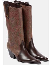 Etro - Paisley Coated Canvas Knee-High Boots - Lyst