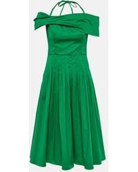 Oscar de la Renta - Off-Shoulder Silk Midi Dress - Lyst