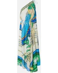 Tory Burch - Printed Cotton And Silk Midi Dress - Lyst