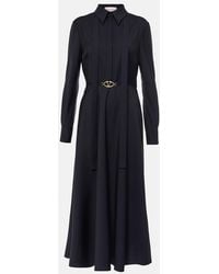 Valentino - Belted Logo Wool-Blend Midi Dress - Lyst