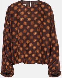 Dries Van Noten - Printed Satin Blouse - Lyst