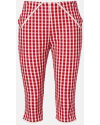 Posse - Ebony Gingham Lace-Trimmed Cotton-Blend Capri Pants - Lyst