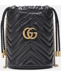 Gucci - GG Marmont Mini Leather Bucket Bag - Lyst