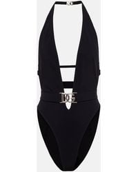 Dolce & Gabbana - Bañador con escote pronunciado y cinturón - Lyst