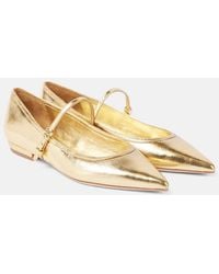 Tory Burch - Metallic Leather Mary Jane Flats - Lyst