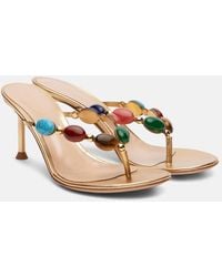 Gianvito Rossi - Shanti Embellished Leather Thong Sandals - Lyst