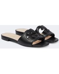 Gucci - Interlocking G Cut-out Leather Sliders - Lyst