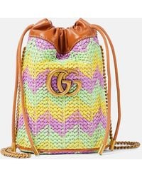 Gucci - GG Marmont Super Mini Raffia Bucket Bag - Lyst