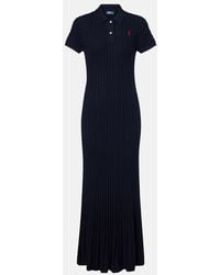Polo Ralph Lauren - Ribbed-Knit Cotton-Blend Polo Dress - Lyst