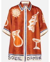 ALÉMAIS - X Lrnce Soleil D'Amour Printed Silk Shirt - Lyst