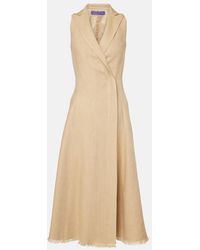 Ralph Lauren - Silk And Linen Midi Dress - Lyst