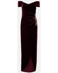 Costarellos - Embellished Off-Shoulder Velvet Gown - Lyst