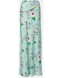 Rabanne - Chain-Detail Floral Satin Maxi Skirt - Lyst