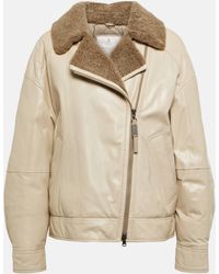Brunello Cucinelli - Shearling-trimmed Leather Jacket - Lyst
