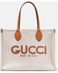 Gucci - Borsa in canvas con pelle - Lyst