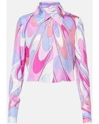 PUCCI - Printed Cropped Silk Twill Shirt - Lyst