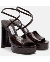 Jimmy Choo - Karli 125 Croc-Effect Platform Sandals - Lyst