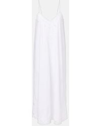 Juliet Dunn - Embroidered Cotton Poplin Midi Dress - Lyst