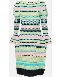 SUSAN FANG - Striped Puff-Sleeve Midi Dress - Lyst